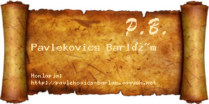 Pavlekovics Barlám névjegykártya
